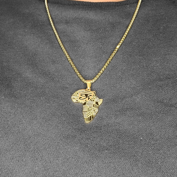 Egyptian Eye Continent Pendant Necklace - Picture 9 of 10